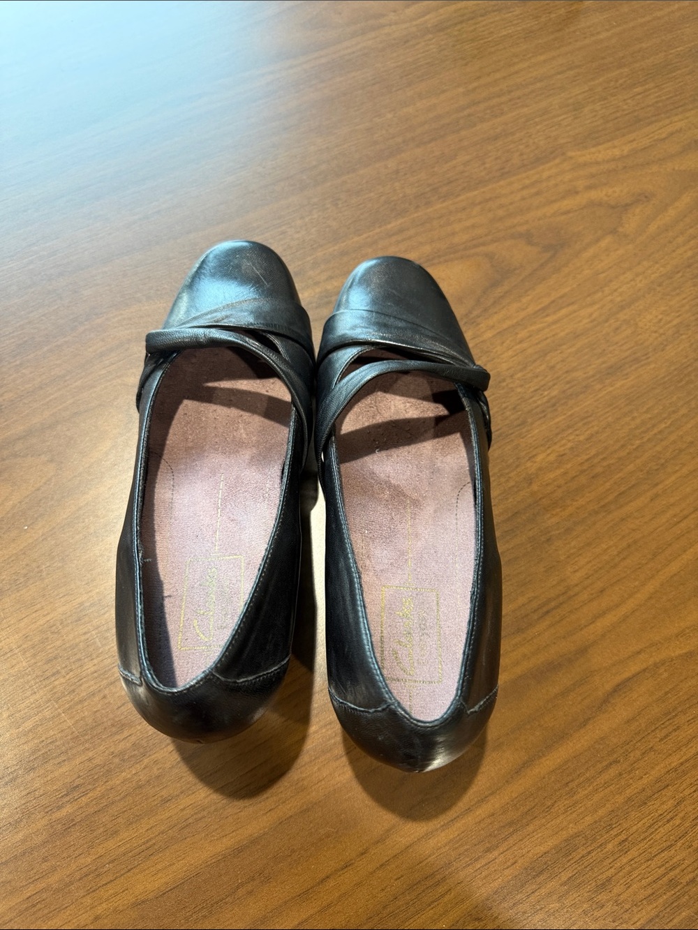 Women's Black Leather Slip-On Shoes